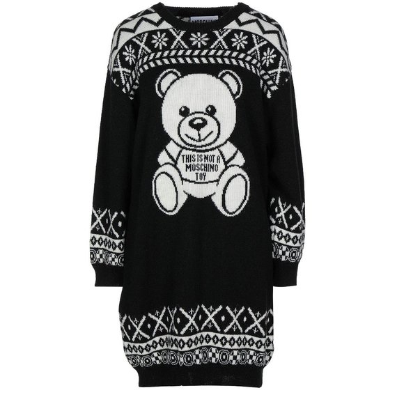 NWT Moschino Teddy Bear Sweater Dress | Cozy Knit Logo Winter Dress - Picture 3 of 16